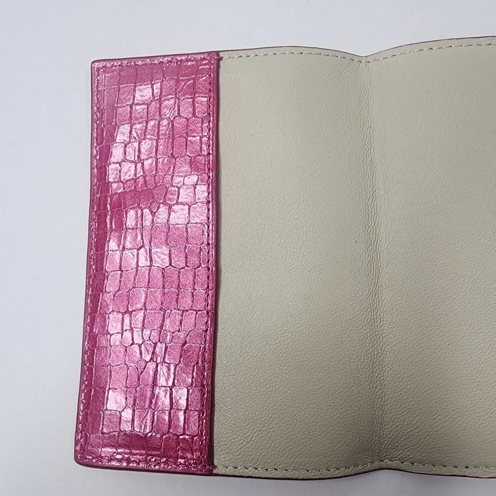 TUMI Crockadile Print Hot Pink Leather Travel Wallet Passport Cover Organizer